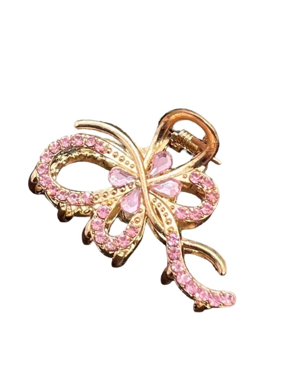 Gold-Tone Pink Crystal Butterfly hair Clip - FINAL PRICE DROP